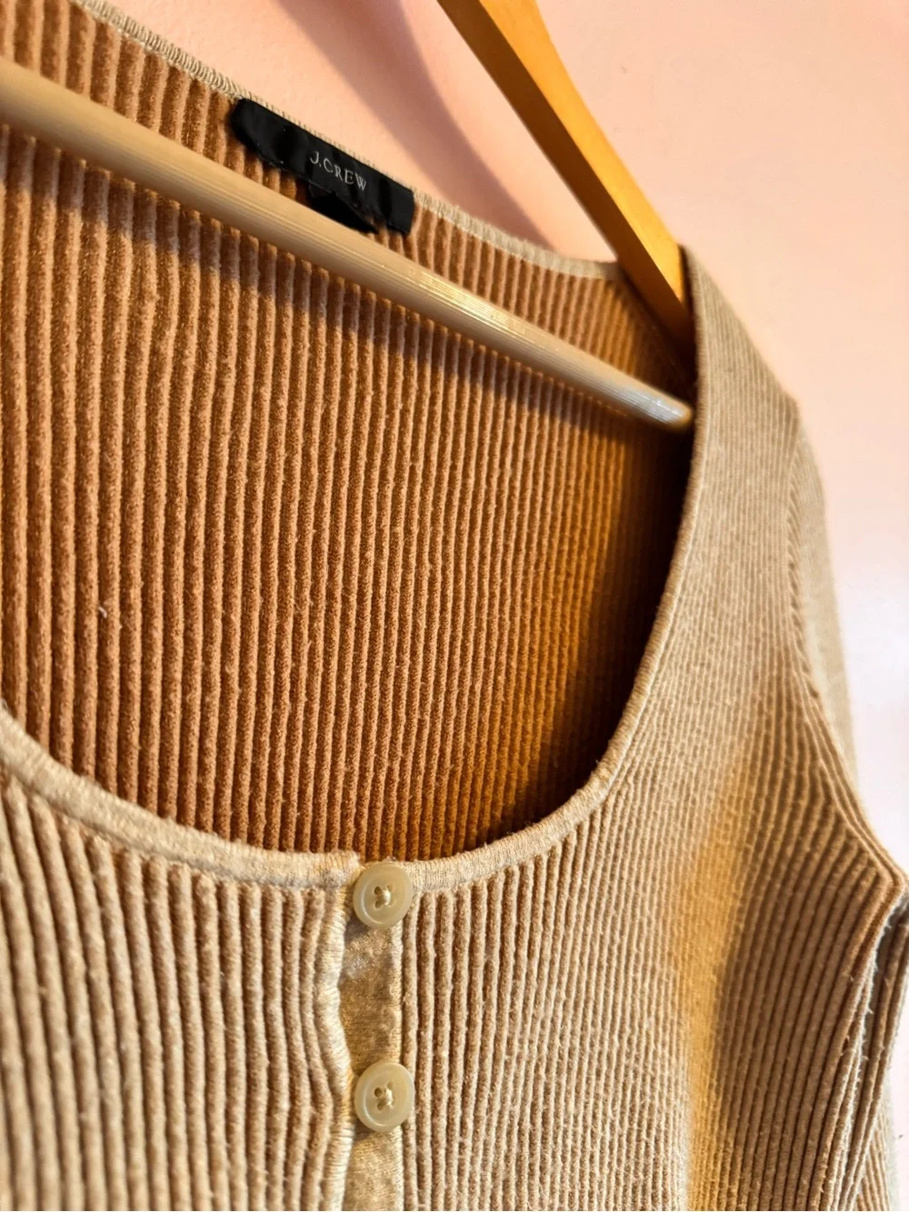 J. Crew Beige Scoop Neck Ribbed Cropped Sweater